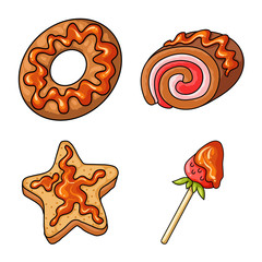 Isolated object of dessert and sweet logo. Set of dessert and food stock symbol for web.