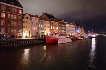 nyhavn in copenhagen denmark by night 