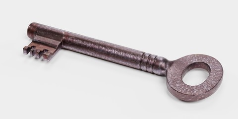 Realistic 3D Render of Classic Old Key