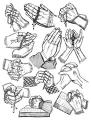 Hand Drawn Praying Hands Vector design collection