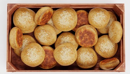 Realistic 3D Render of Bread Rolls in Box