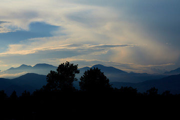 nice landscape in Montenegro, sunset over sea