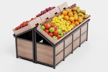 Realistic 3d Render of Stand with Food