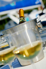white wine on the yacht