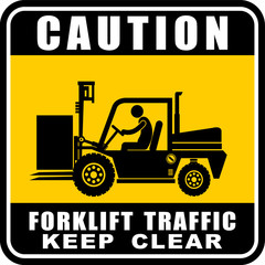 caution, forklift traffic, sticker