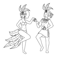 couple celebrating brazil canival in black and white