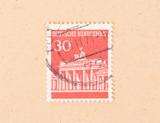 GERMANY - CIRCA 1970: A stamp printed in Germany shows the Brandenburg Gate, circa 1970