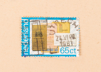 THE NETHERLANDS 1980: A stamp printed in the Netherlands shows old documents, circa 1980