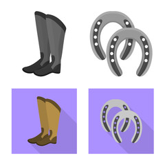 Vector illustration of equipment and riding logo. Set of equipment and competition stock symbol for web.