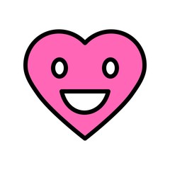 Heart emoticon vector illustration, filled style icon editable outline