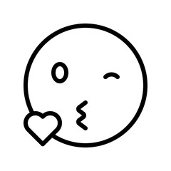 Kissing face vector illustration, line style icon editable outline