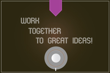 Word writing text Work Together To Great Ideas. Business concept for Make a team work for better business strategies Coffee Cup Saucer Top View photo Reflection on Blank Color Snap Planner