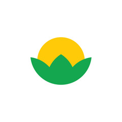 leaf sun simple geometric symbol logo vector