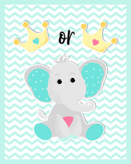 Vector poster of a cute baby elephan