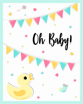 Vector poster of a cute baby duck.