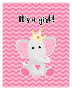 Vector  Of A Cute Pink Baby Elephant