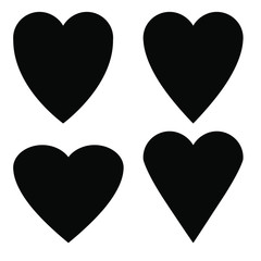 Black heart icon, love icon isolated set