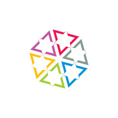 Obraz premium triangle stars circle arrow swirl logo vector