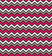 Zigzag glow silver and pink seamless pattern. Geometric background. Print cloth, label, banner, card, website, wrapper, wrap