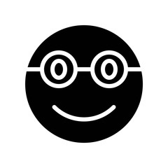Obraz premium Smiling face with glasses vector illustration, Isolated solid style icon