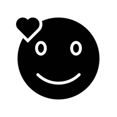 Fototapeta premium Smiling face with heart vector illustration, Isolated solid style icon
