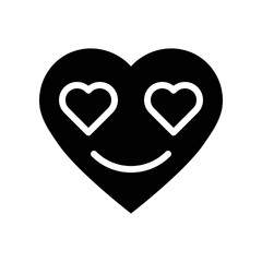 Heart emoticon vector illustration, Isolated solid style icon