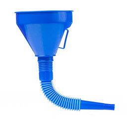 Plastic funnel liquid isolated on white background