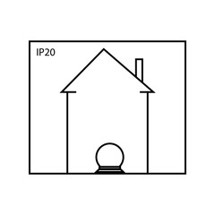 Lamp in house sign. Luminaire for indoor installation, in locations not exposed to water or dust sign