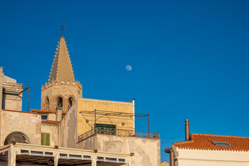 Gothic bell tower of the cathedral of Alghero (L'Alguer), province of Sassari , Sardinia, Italy.