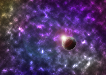 Fototapeta na wymiar The space illustration nebula planet illustration