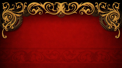 Steampunk red and gold decorative background