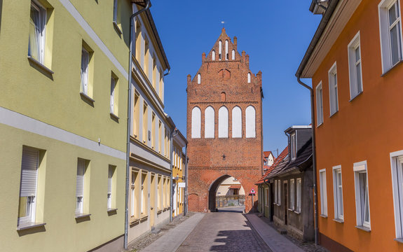 Historic city gate Stralsunder Tor in Grimmen, Germany