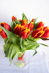 Bouquet of beautiful red tulips
