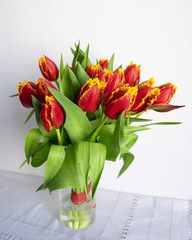 Bouquet of beautiful red tulips