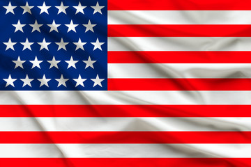 silk national flag of the USA with folds