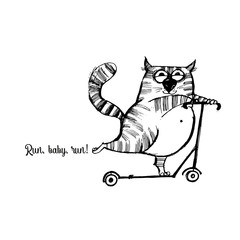 hand drawn vector sketch of funny cats