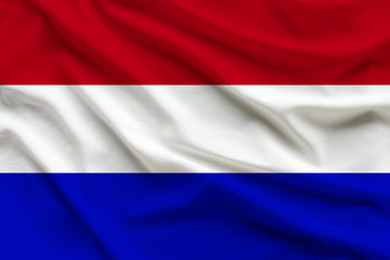 silk national flag of the Netherlands with folds