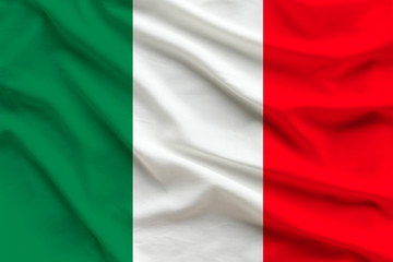 silk national flag of Italy with folds
