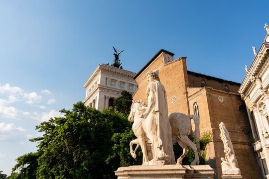 image of the ancient statues in the external area of the Campidoglio, Rome