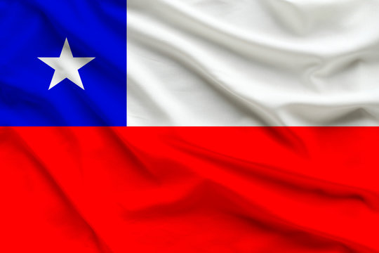 silk national flag of Chile with folds