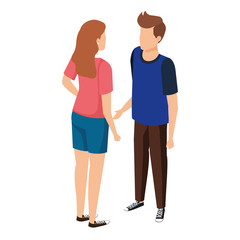 Obraz premium young couple talking avatars characters