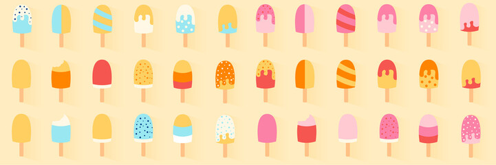 set with colorful ice cream