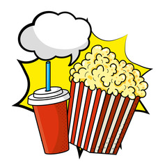 pop corn and soda vector illustration