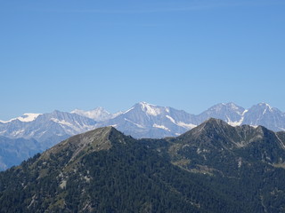 view of the Alps of the Val Vigezzo near the village of Santa Maria Maggiore, Piedmont, Italy - August 2018