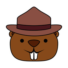 cute beaver with ranger hat mascot animal