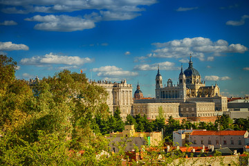 Fototapeta premium Madrid, Spain. Panorama of the city, view of the cathedral.