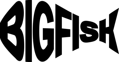 stylized words big fish in shape of fish