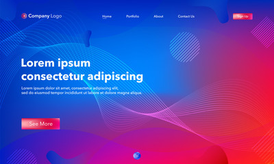 Asbtract background website Landing Page. Template for websites, or apps. Modern design.Blue. Abstract vector style.