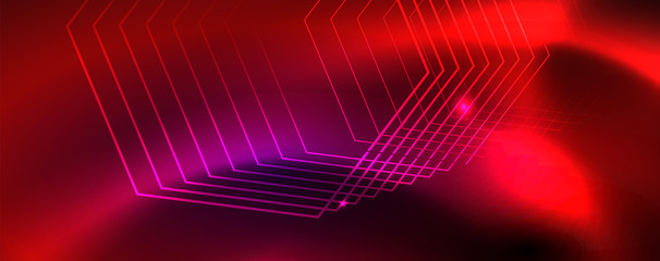 Shiny glowing design background, neon style lines, technology concept, vector