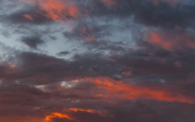 dramatic sky with cloud at sunset